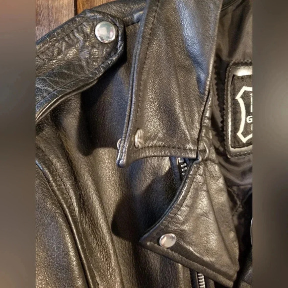 First Genuine Leather 90s Perfecto Jacket — Heavy Hide Metal Hardware True Biker - Picture 6 of 9